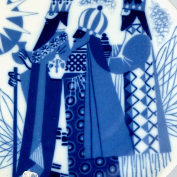1969 Christmas Plate “De Hellige Tre Konger” Three Wise Men, 7" Blue & White - Picture 2 of 9
